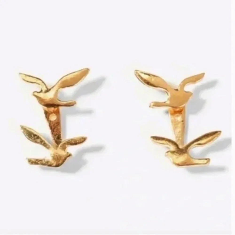 ❤️ FREE Bird Stud Peasant Hipster Hippie Farm Art Double Boho Minimal Earrings